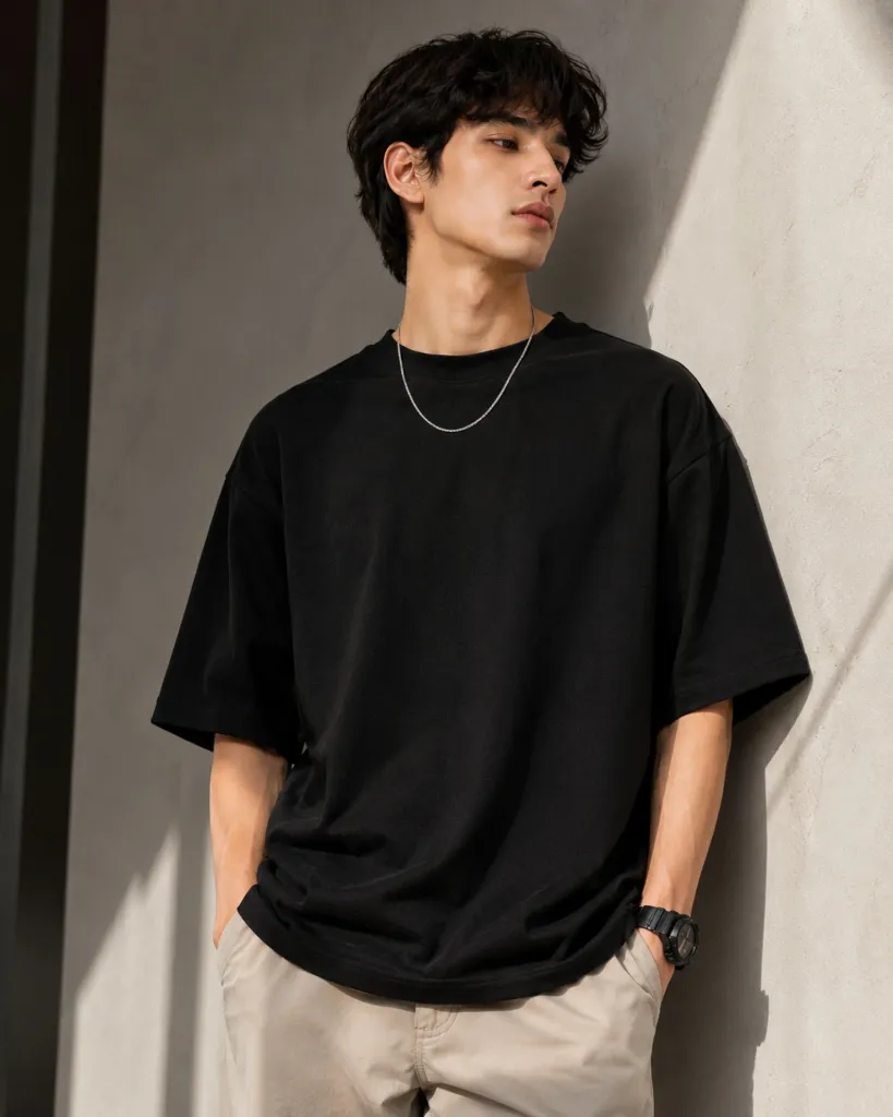 T-ShirtNexThread Men Solid Round Neck Cotton Blend Black T-Shirt